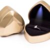 Hartvormig ringdoosje met LED – Goud