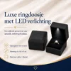 Zwart ringdoosje met LED-verlichting en luxe fluwelen interieur